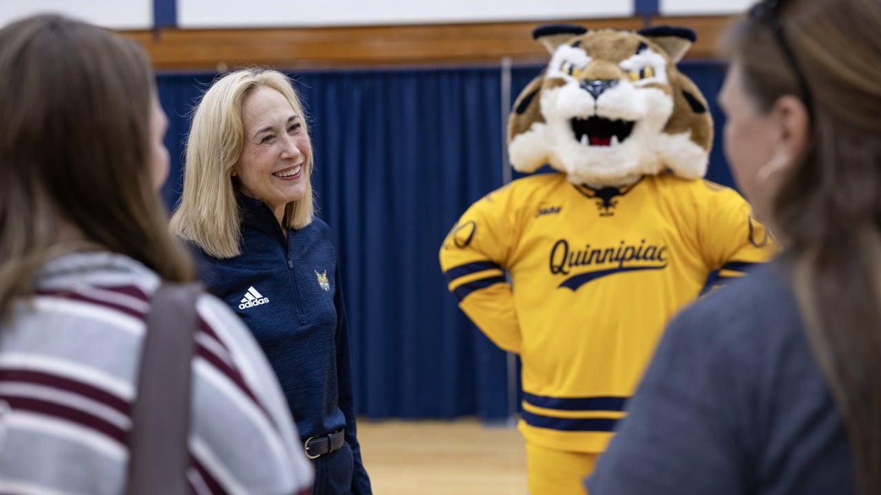 President Hardin and Boomer the Bobcat