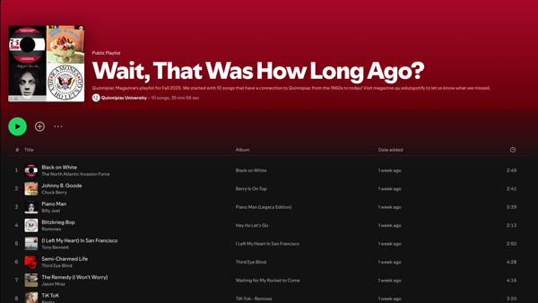 "Wait, that was how long ago?" Spotify playlist screen capture